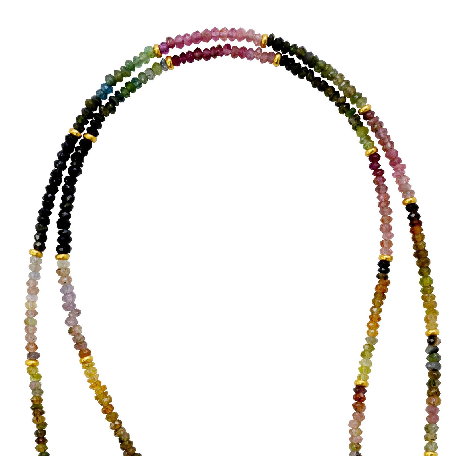 Rainbow Ombre Tourmaline 14k Gold Necklace - 10