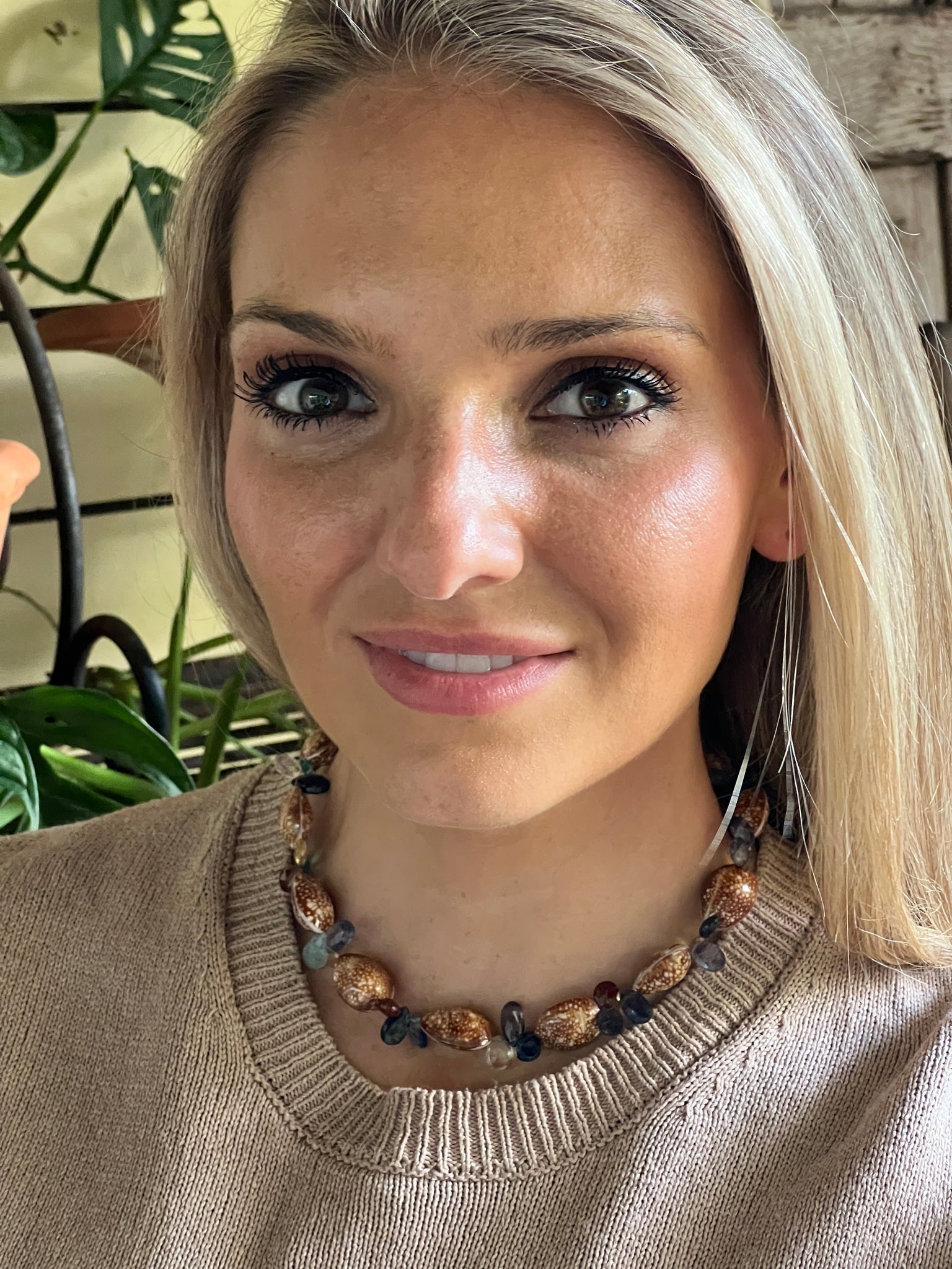 Cyprea Shell Necklace with Tourmaline Briolettes - 3