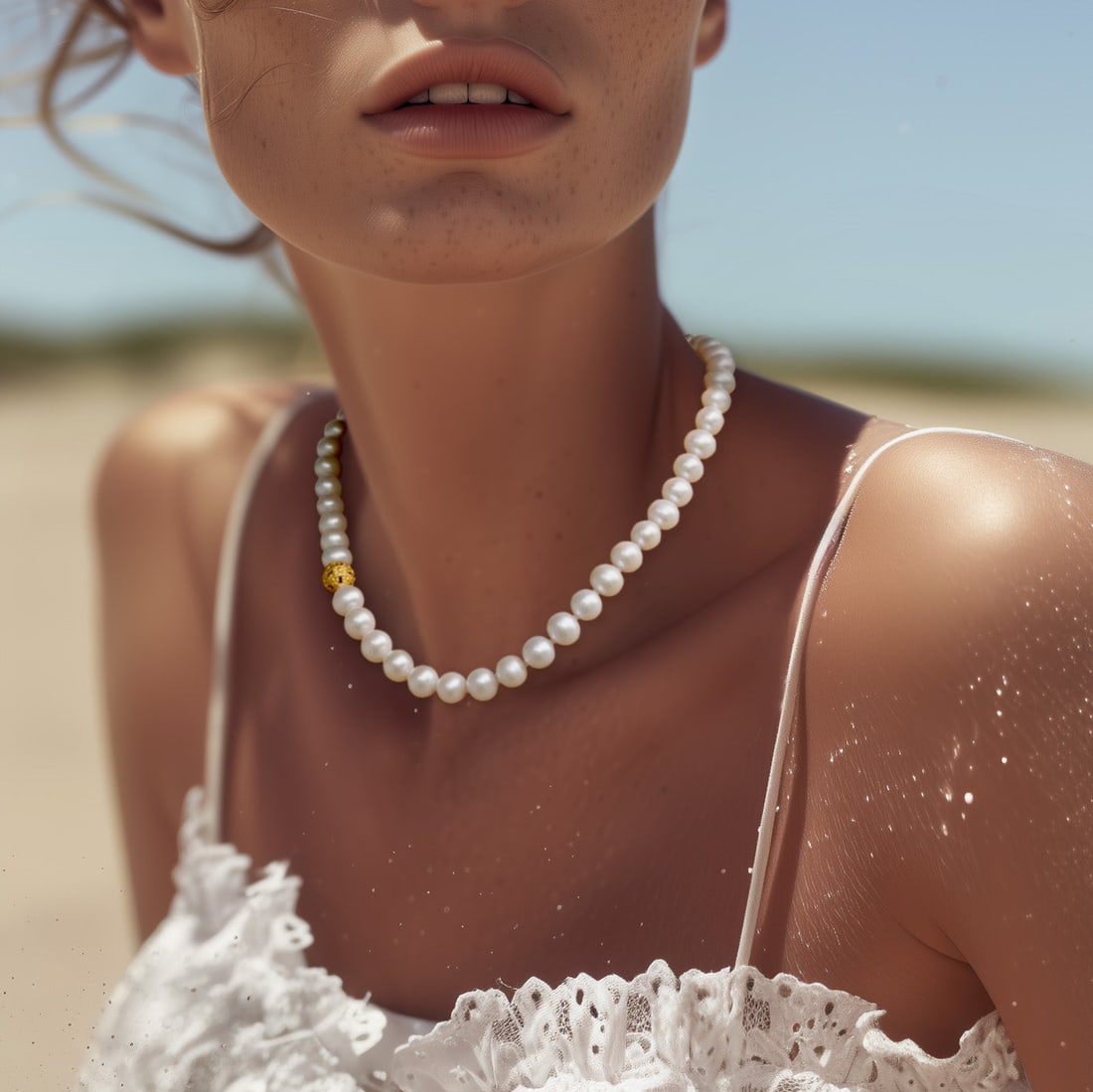 Modern Pearls & Gold Bead Necklace - 7