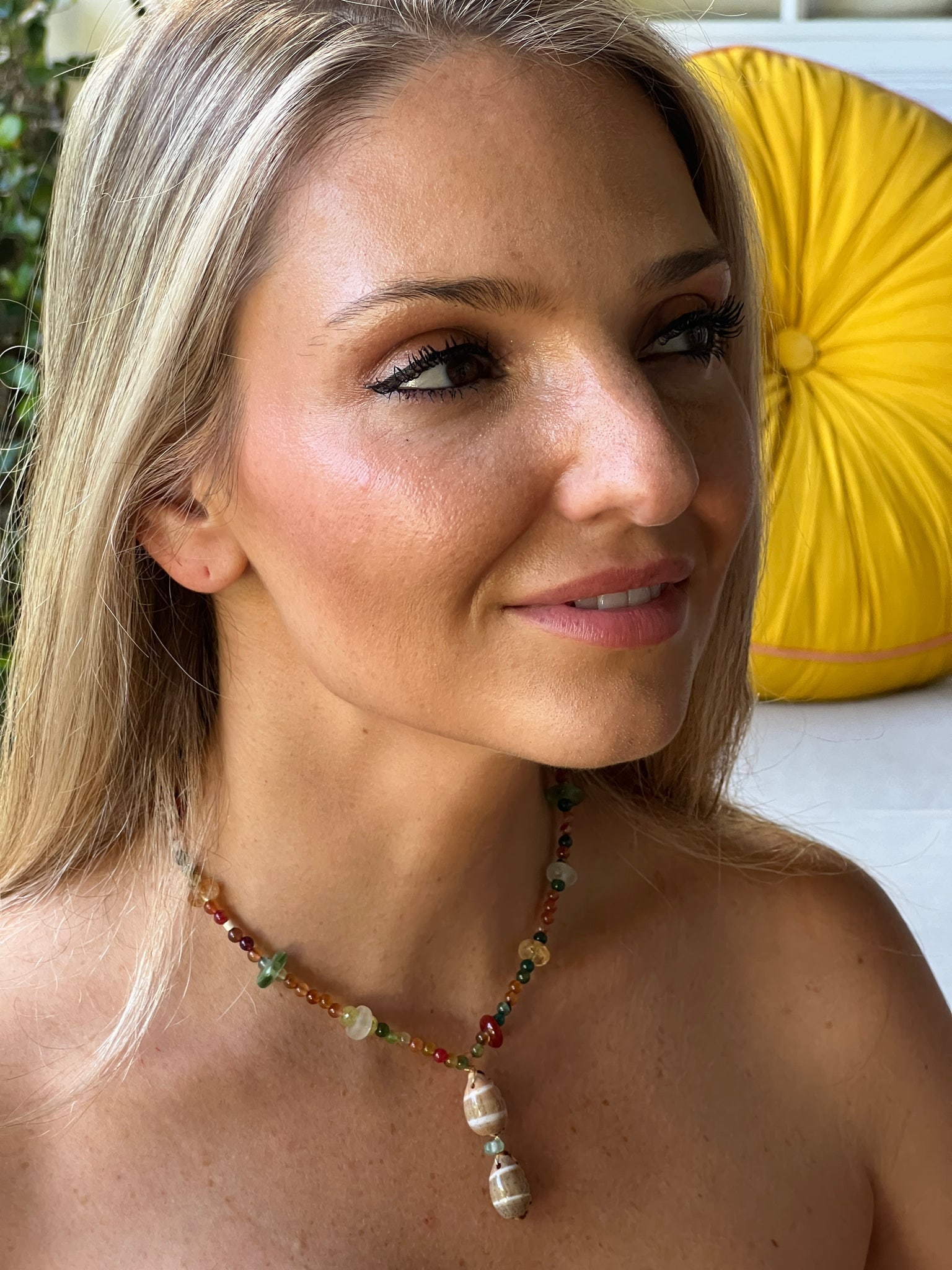 Cyprea Shell with Mixed Gemstone Necklace - 3