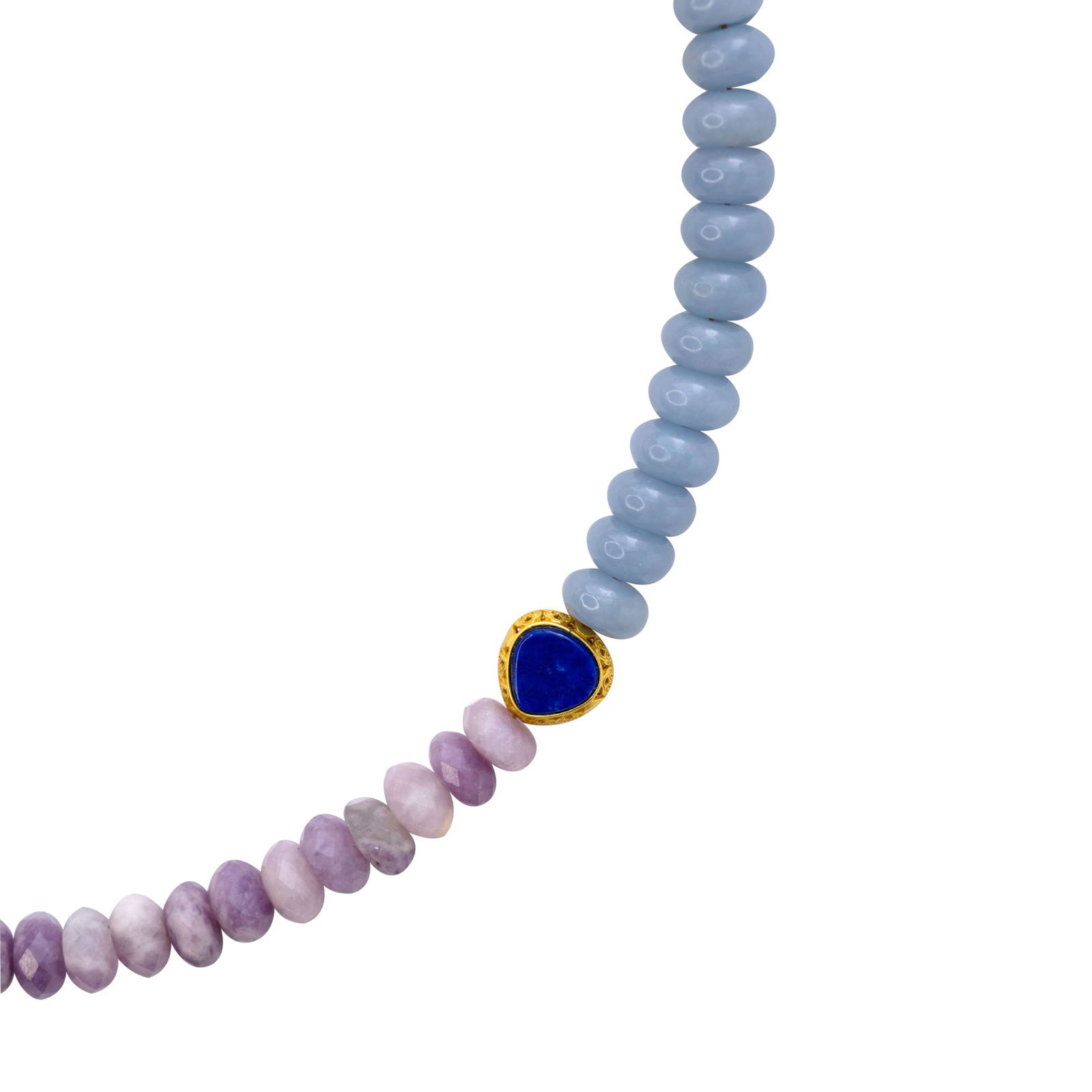 Kunzite Aquamarine Lapis Half Moon Necklace - 3