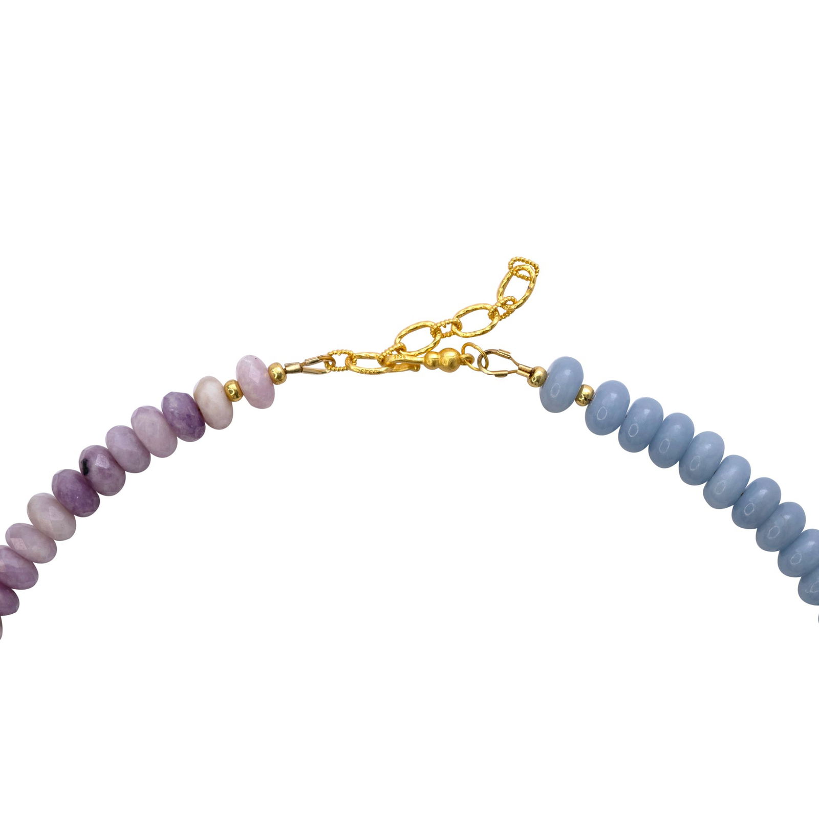 Kunzite Aquamarine Lapis Half Moon Necklace - 4