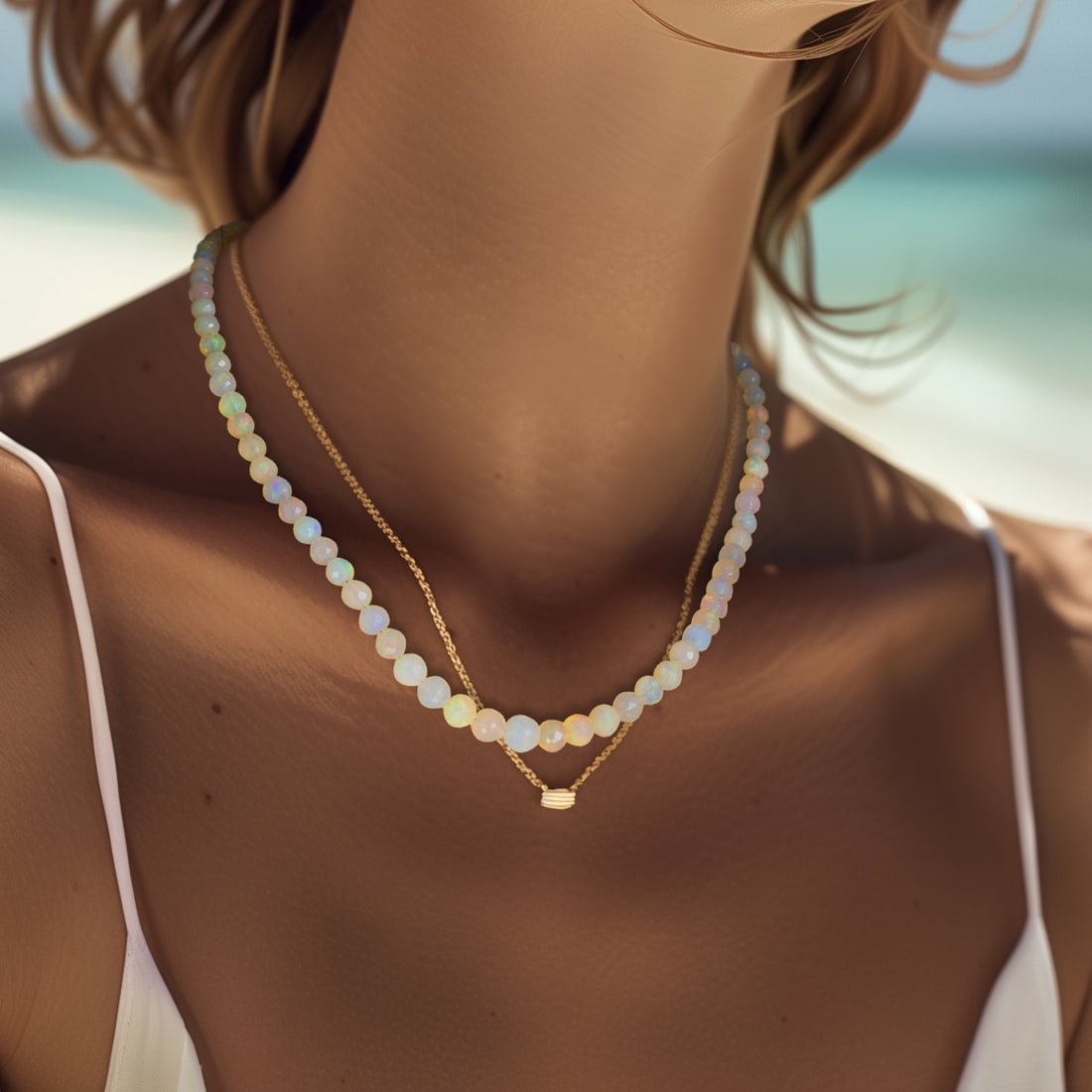 Ethiopian Opal Necklace 18K Gold - 8