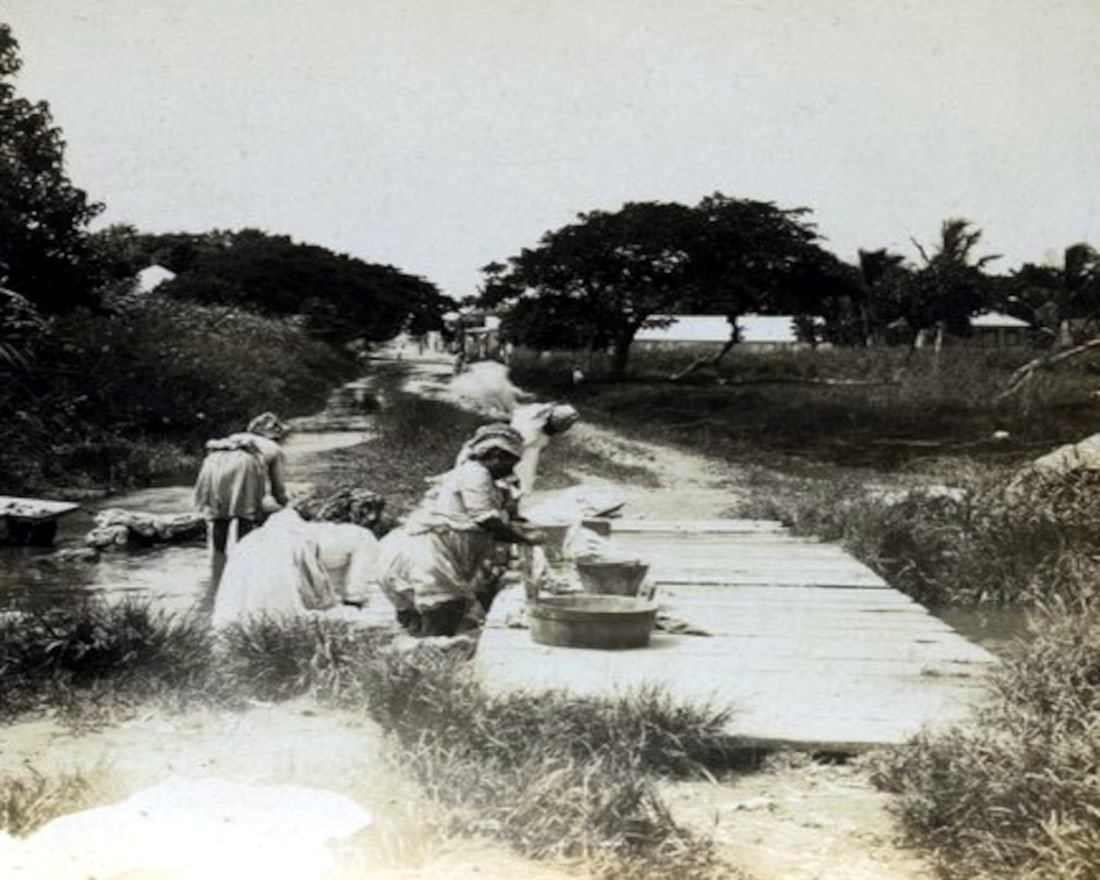 1902, The principal Laundry of Frederiksted - Native women at the Washing Place, St. Croix, West: Title: 1902, The principal Laundry of Frederiksted - Native women at the Washing Place, St. Croix, West Indies. Artist/Source: H.C. WHITE CO. Original Date: SEE TITLE Dimensions: 10X8 Description: ||