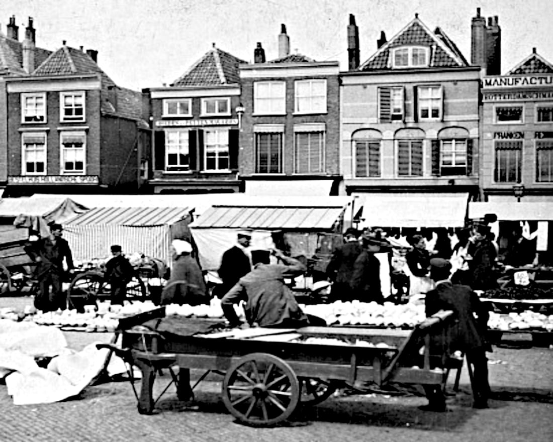 1901, The markets at the Hague, Holland: Title: 1901, The markets at the Hague, Holland Artist/Source: AMERICAN STEREOGRAPHIC CO. Original Date: SEE TITLE Dimensions: 10X8 Description: || UNITED STATES SHIPPING ONLY! || This lot is a Dye Bas