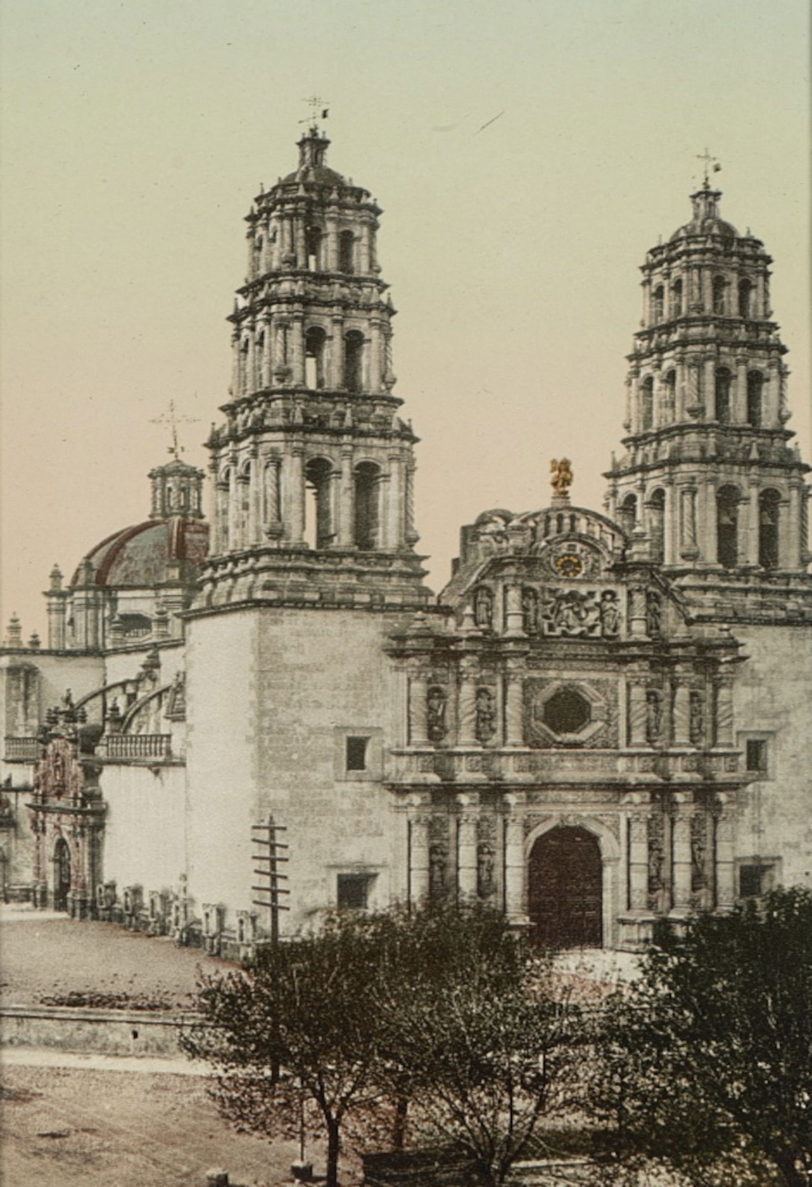 1884, Mexico, the Cathedral, Chihuahua: Title: 1884, Mexico, the Cathedral, Chihuahua Artist/Source: WILLIAM HENRY JACKSON Original Date: SEE TITLE Dimensions: 19X13 Description: || UNITED STATES SHIPPING ONLY! || This lot is a Dye Based Ph
