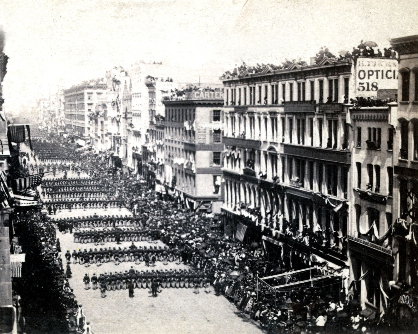 1865, APRIL 25, FUNERAL OF PRESIDENT LINCOLN, NEW YORK, NY: Title: 1865, APRIL 25, FUNERAL OF PRESIDENT LINCOLN, NEW YORK, NY Artist/Source: E. & H.T. Anthony Original Date: SEE TITLE Dimensions: 8X10 Description: || UNITED STATES SHIPPING ONLY! || This lot is