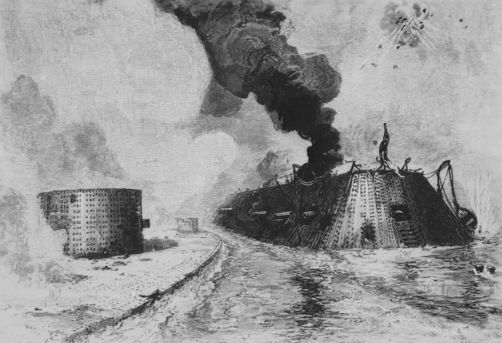 13X19" LG FORMAT, Battle between the Monitor and Merrimac, Hampton Roads, Virginia, March 9, 1862. (1 of 1)