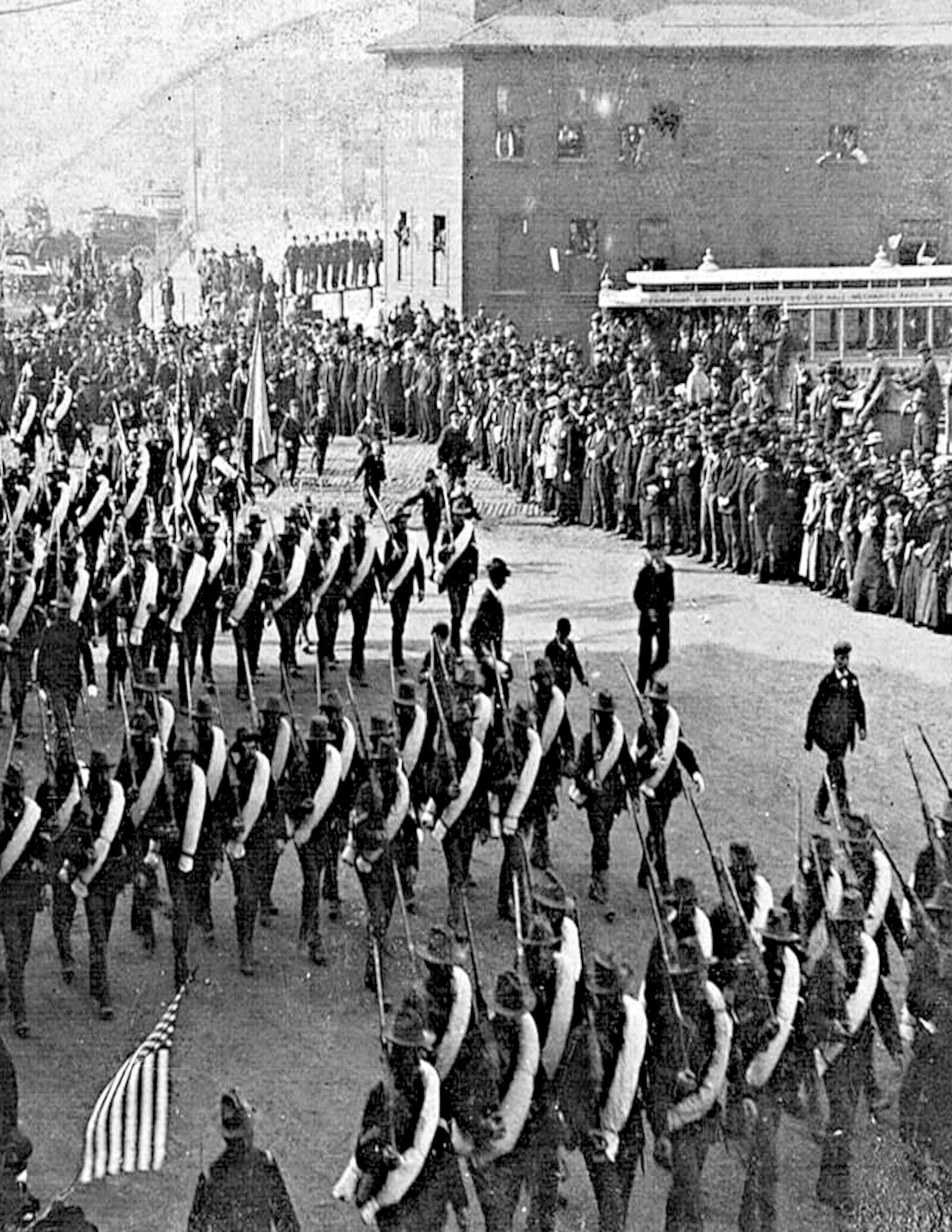 SPANISH AM. WAR_REINFORCEMENTS FOR ADMIRAL DEWEY: Title: SPANISH AM. WAR_REINFORCEMENTS FOR ADMIRAL DEWEY Artist/Source: KEYSTONE VIEW CO. Original Date: EXACT YEAR UNKNOWN Dimensions: 8X10 Description: || UNITED STATES SHIPPING ONLY! || This lot is