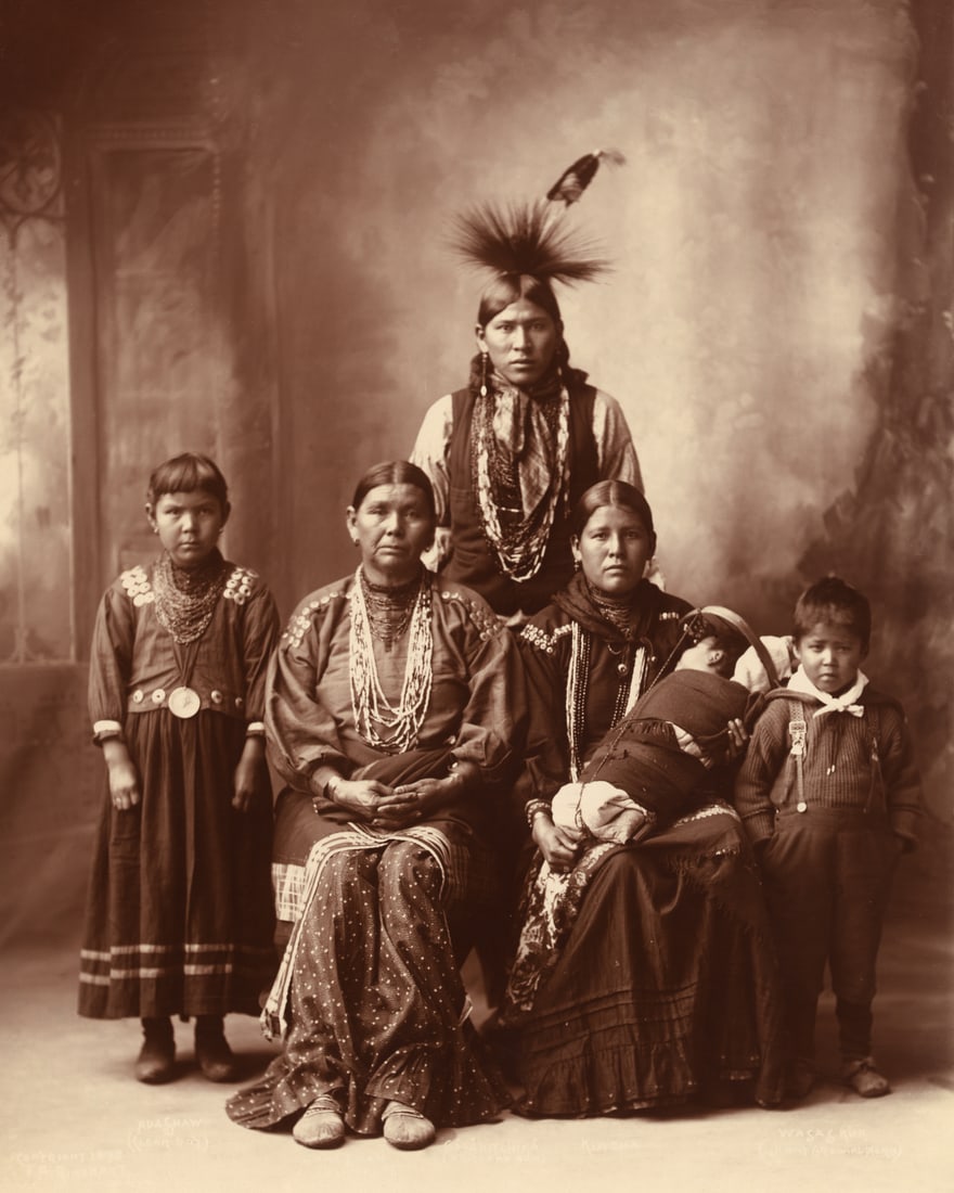 1899, LG. FORMAT 13X19" SAUK INDIAN FAMILY PORTRAIT: Title: 1899, LG. FORMAT 13X19" SAUK INDIAN FAMILY PORTRAIT Artist/Source: FRANK A. RINEHART Original Date: EXACT YEAR UNKNOWN Dimensions: 13X19 Description: || UNITED STATES SHIPPING ONLY! || This lot