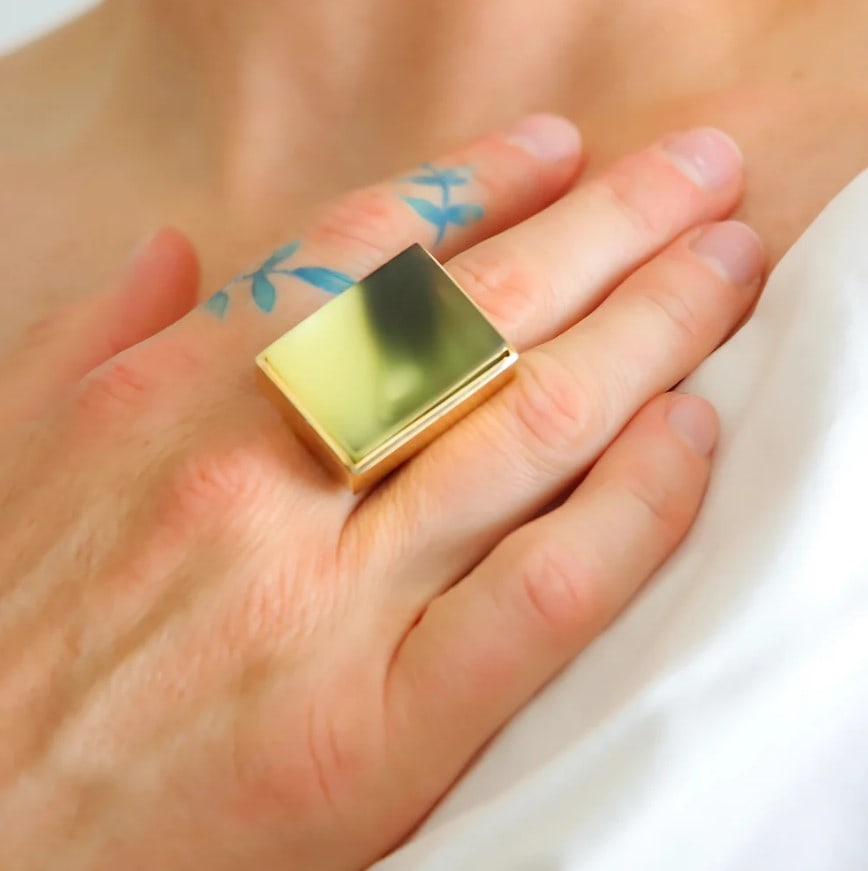 Cocktail Ring-Baltic Butterscotch Amber-14k Gold Plated: Title:Cocktail Ring-Baltic Butterscotch Amber-14k Gold Plated Description:Cocktail Ring - Baltic Butterscotch Amber - 14k Gold PlatedThis striking amber ring is crafted in 14k gold plated s925 sterlin