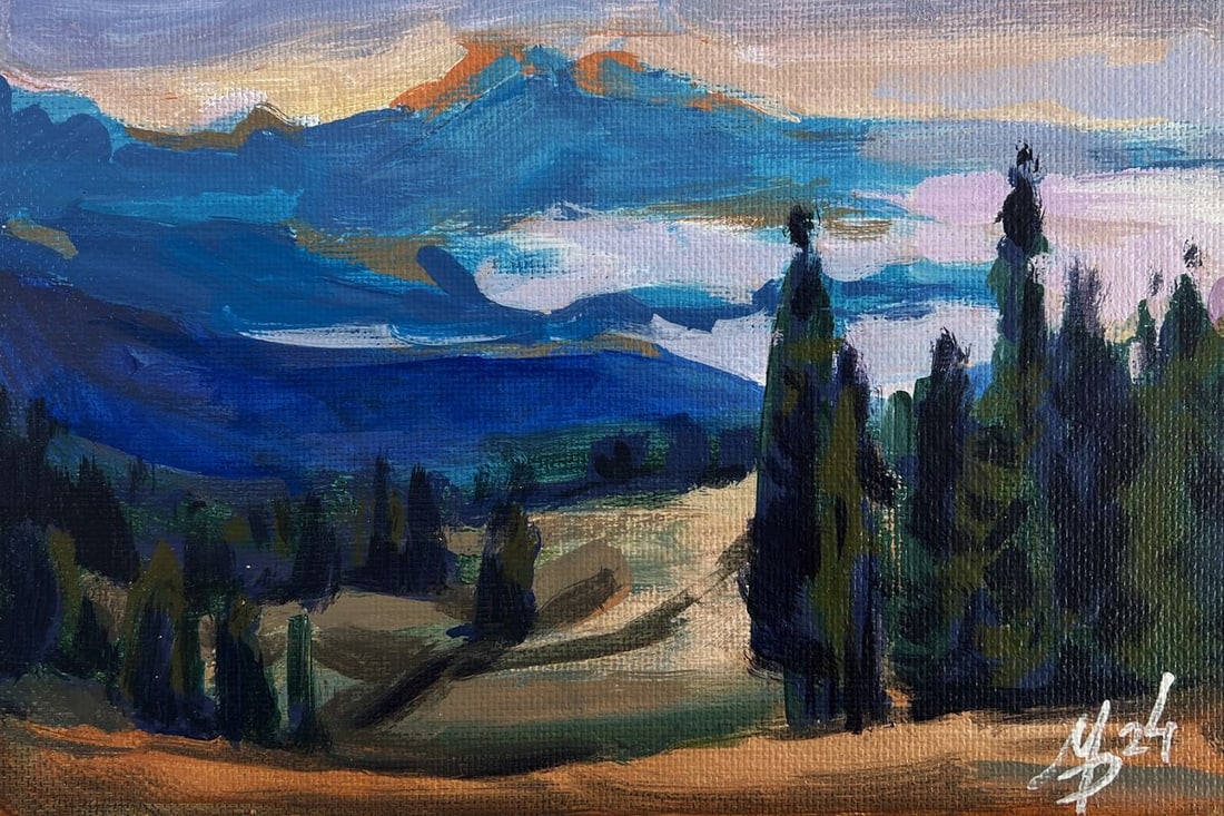 Acrylic painting Summer mountain beauties Mykhailo Patskan: Title: Acrylic painting Summer mountain beauties Mykhailo Patskan Description: №AAA4918The acrylic painting on cardboard titled "Summer Mountain Beauties" offers a serene and captivating portray