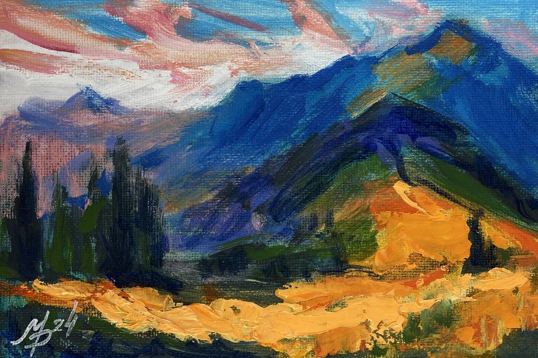 Acrylic painting Walking on the top of the mountains Mykhailo Patskan (1 of 10)