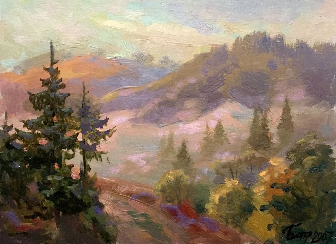 Oil painting Fog in the mountains Batrakov Vladimir Grigorievich (1 of 11)