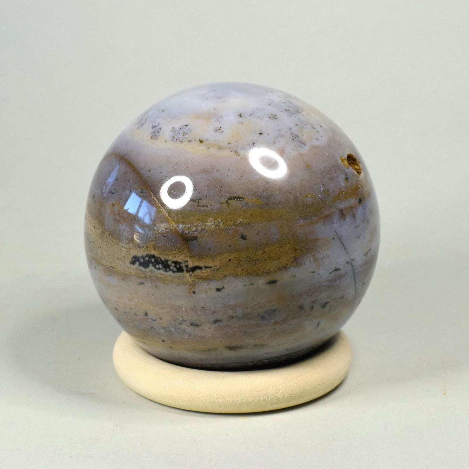 6.7 cm Polished Ocean Jasper sphere: Title: 6.7 cm Polished Ocean Jasper sphere Origin: Madagascar Size: 6.7 cm diameter Description: Species: Jasper (Ocean Jasper) Locality: Madagascar Diameter: 6.7 cm Weight: 0.39 kg Fine polished ocea