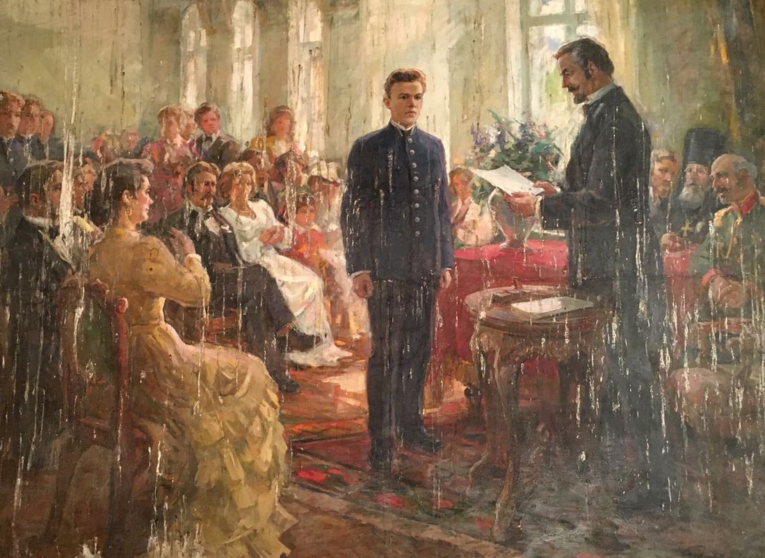 Oil painting Performance: Title: Oil painting Performance Description: №Vern 988 *** ABOUT THIS PAINTING *** * TITLE: "Performance" * ARTISTS: Bednoshey Daniil Panteleyevich * SIZE: 143x195 cm/'56.29x76.77 inches' * MEDI