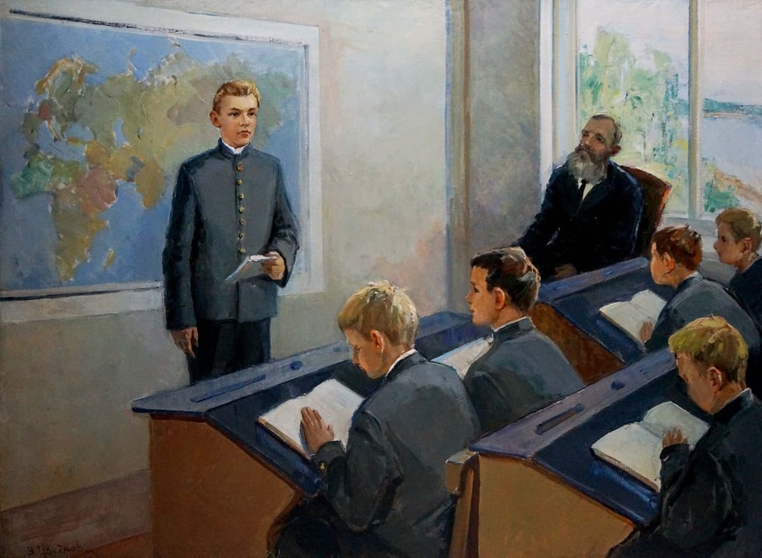 Oil painting Performance before class Tsvetkova V. P.: Title: Oil painting Performance before class Tsvetkova V. P. Description: №Vern 1451 *** ABOUT THIS PAINTING *** * TITLE: "Performance before class" * ARTISTS: Tsvetkova V. P. * SIZE: 140x190 cm