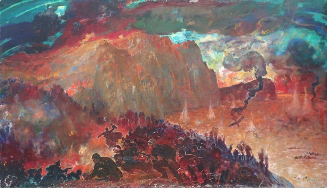 Oil painting The feat of the people in the Second World War Bonya G.V. (1 of 1)