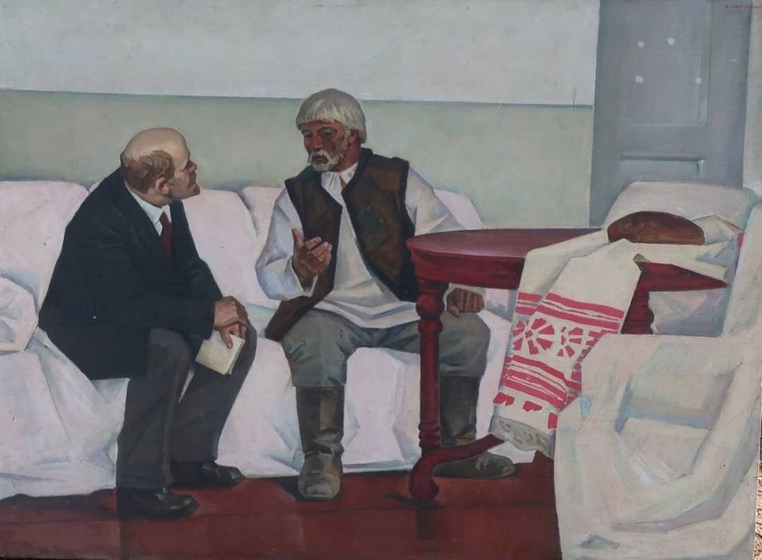 Oil painting Soviet art Zadorozhny V.: Title: Oil painting Soviet art Zadorozhny V. Description: №Pol 23 * TITLE: "Soviet art" * ARTISTS: Zadorozhny V. * SIZE: 137x184 cm/'54x72 inches' * MEDIUM: oil, canvas * HAND PAINTED: Original