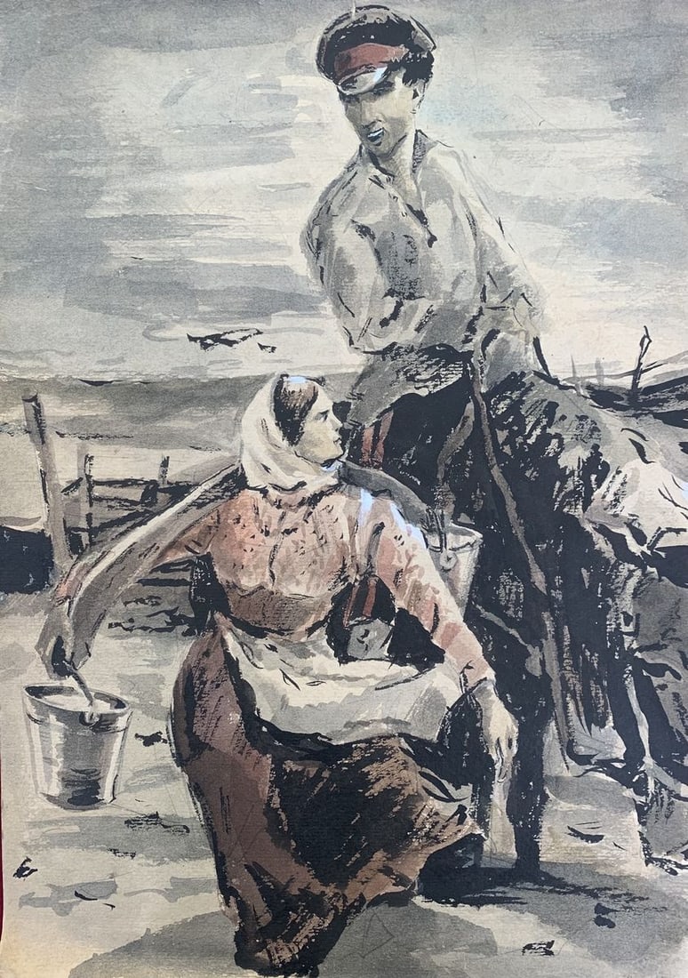 Watecolor painting Bee and Hornet Alexander Arkadievich Litvinov (1 of 5)