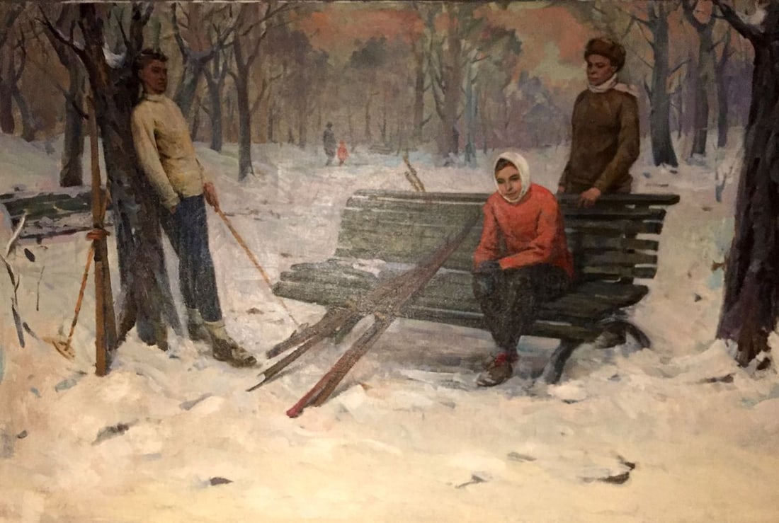 Oil painting People in a winter park Minsky Grigory Semenovich: Title: Oil painting People in a winter park Minsky Grigory Semenovich Description: №GSE 12 *** ABOUT THIS PAINTING *** * TITLE: "People in a winter park" * ARTISTS: Minsky Grigory Semenovich * S