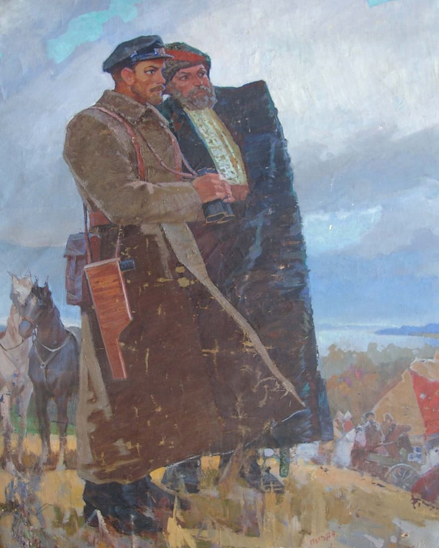 Oil painting Two officers Kvitenko: Title: Oil painting Two officers Kvitenko Description: №Pol 63 *** ABOUT THIS PAINTING *** * TITLE: "Two officers" * ARTISTS: Kvitenko * SIZE: 184x148 cm/'72.44x58.26 inches' * MEDIUM: oil, canv