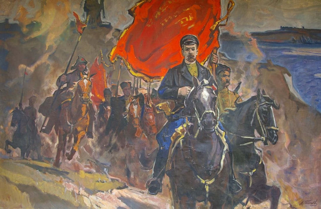 Oil painting Shchors Popov Alexey Alekseevich: Title: Oil painting Shchors Popov Alexey Alekseevich Description: №Pol 75 *** ABOUT THIS PAINTING *** * TITLE: "Shchors" * ARTISTS: Popov Alexey Alekseevich * SIZE: 130x200 cm/'51.18x78.74 inche