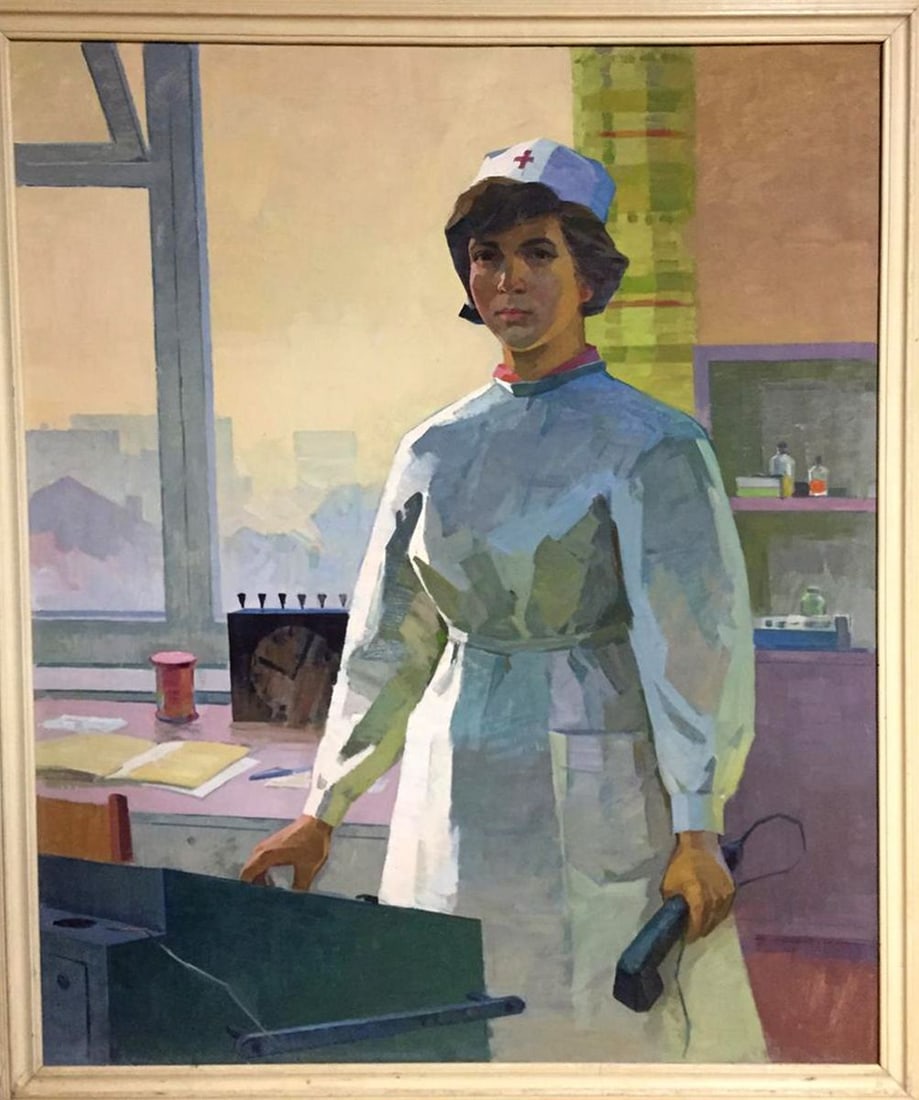 Social realism oil painting At the post Mozok Valery Leontievich: Title: Social realism oil painting At the post Mozok Valery Leontievich Description: №Polt 2 *** ABOUT THIS PAINTING *** * TITLE: "At the post" * ARTISTS: Mozok Valery Leontievich * SIZE: 120x95