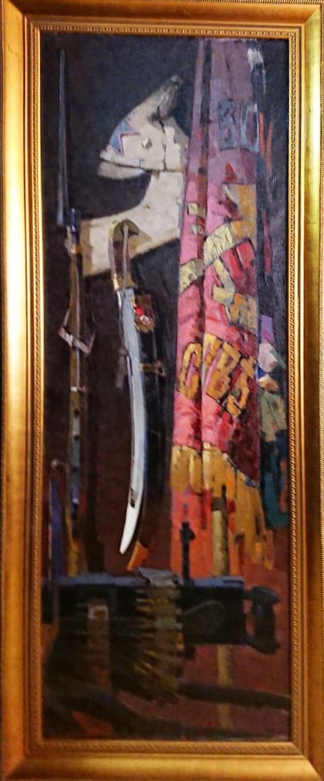 Social realism oil painting Relics of Battle Glory Serbutovsky Andrey Andreevich: Title: Social realism oil painting Relics of Battle Glory Serbutovsky Andrey Andreevich Description: №Polt 16 *** ABOUT THIS PAINTING *** * TITLE: "Relics of Battle Glory" * ARTISTS: Serbutovsky