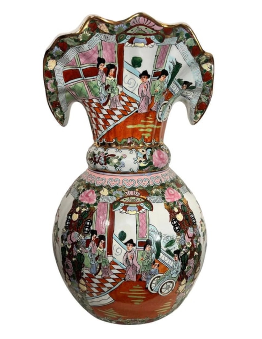 Vintage Chinese Export Famille Rose Monumental Floriform Vase (1 of 1)