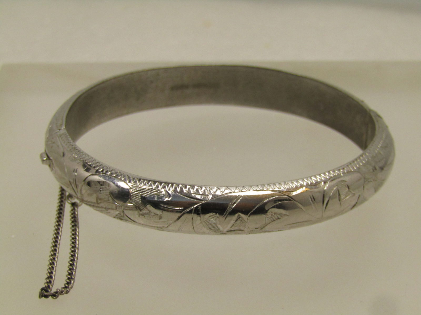 Vintage Sterling Etched Bangle Bracelet, 6.75", Signed Hayward, 1950's-1960's (1 of 7)