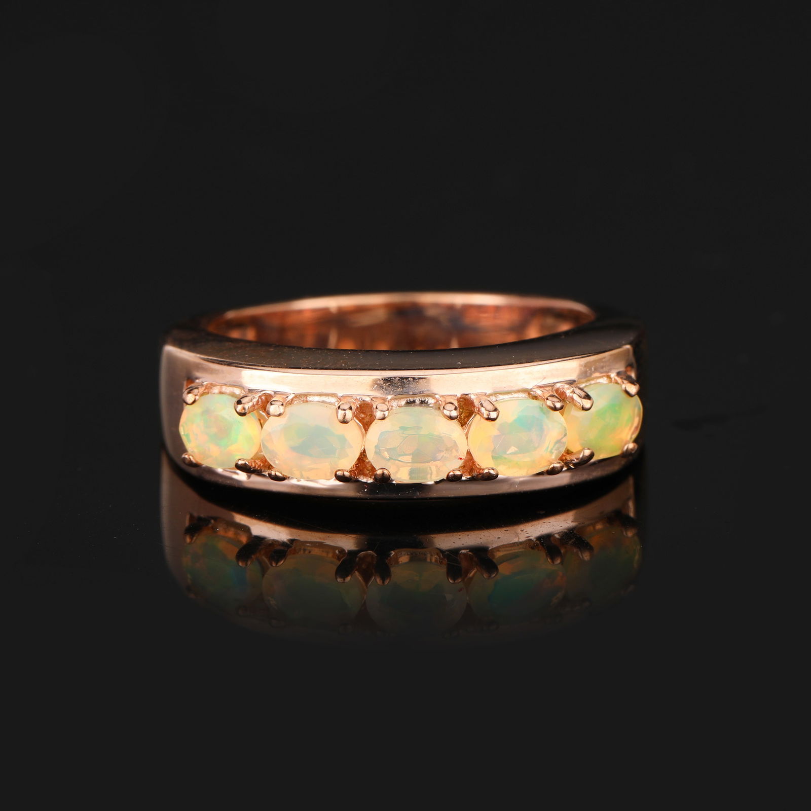 Ring: Ethiopian Opal Faceted Oval 4x3mm - 2