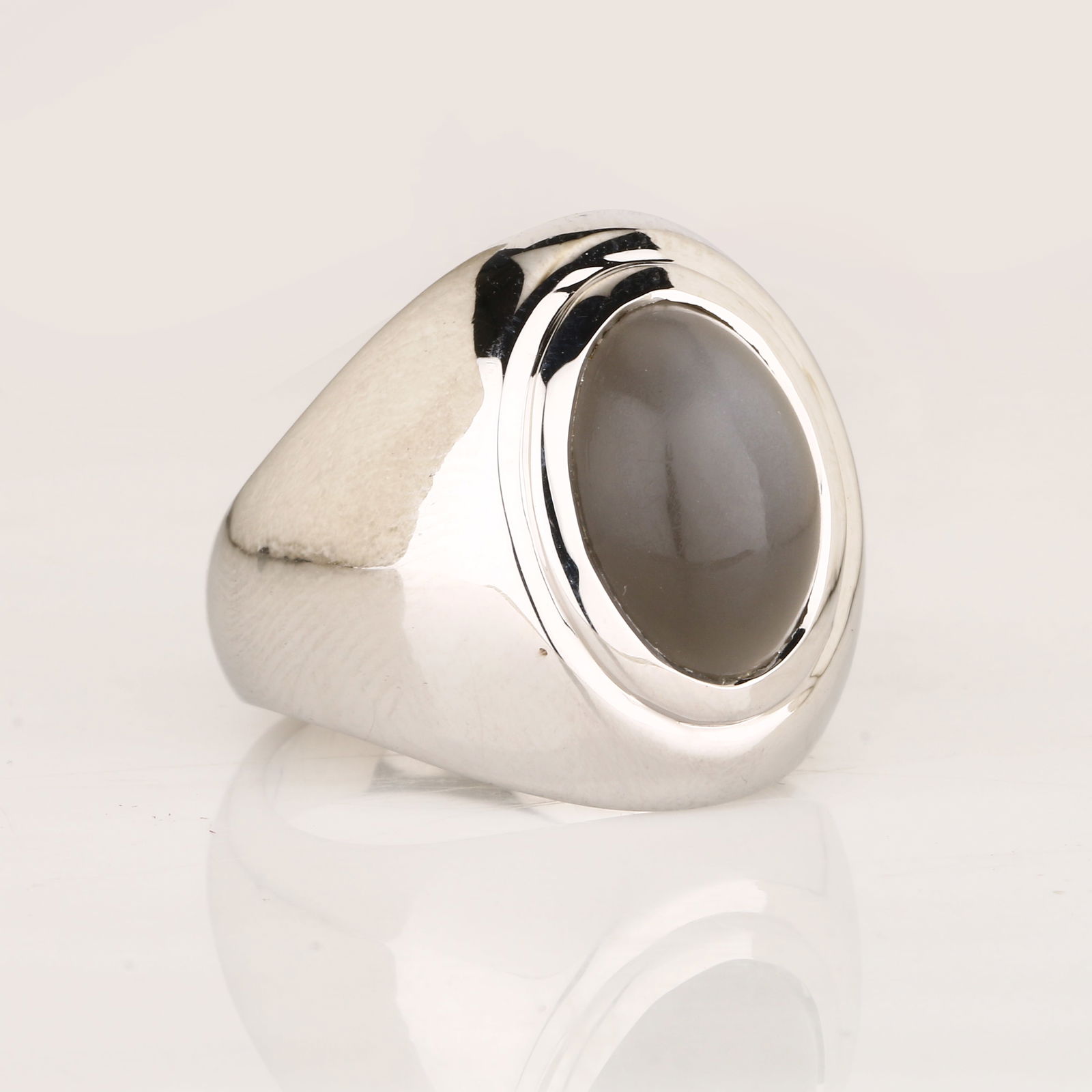 Ring: Grey Moonstone CAB Oval 14x10mm - 3