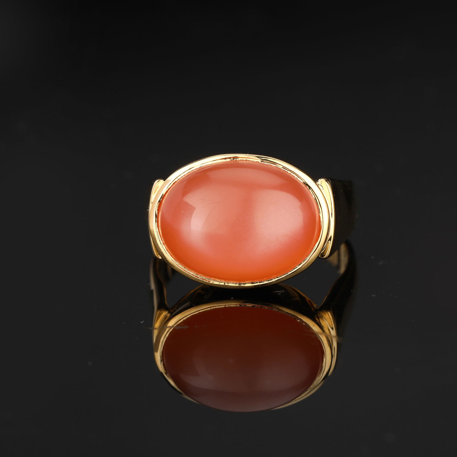 Ring: Peach Moonstone CAB Oval 16x12mm - 2