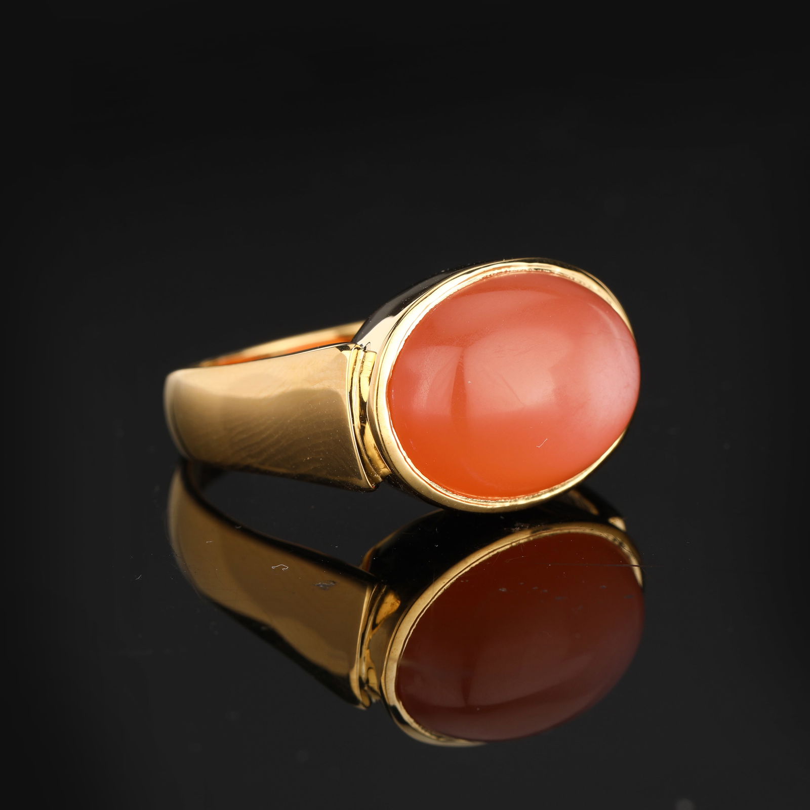 Ring: Peach Moonstone CAB Oval 16x12mm - 3