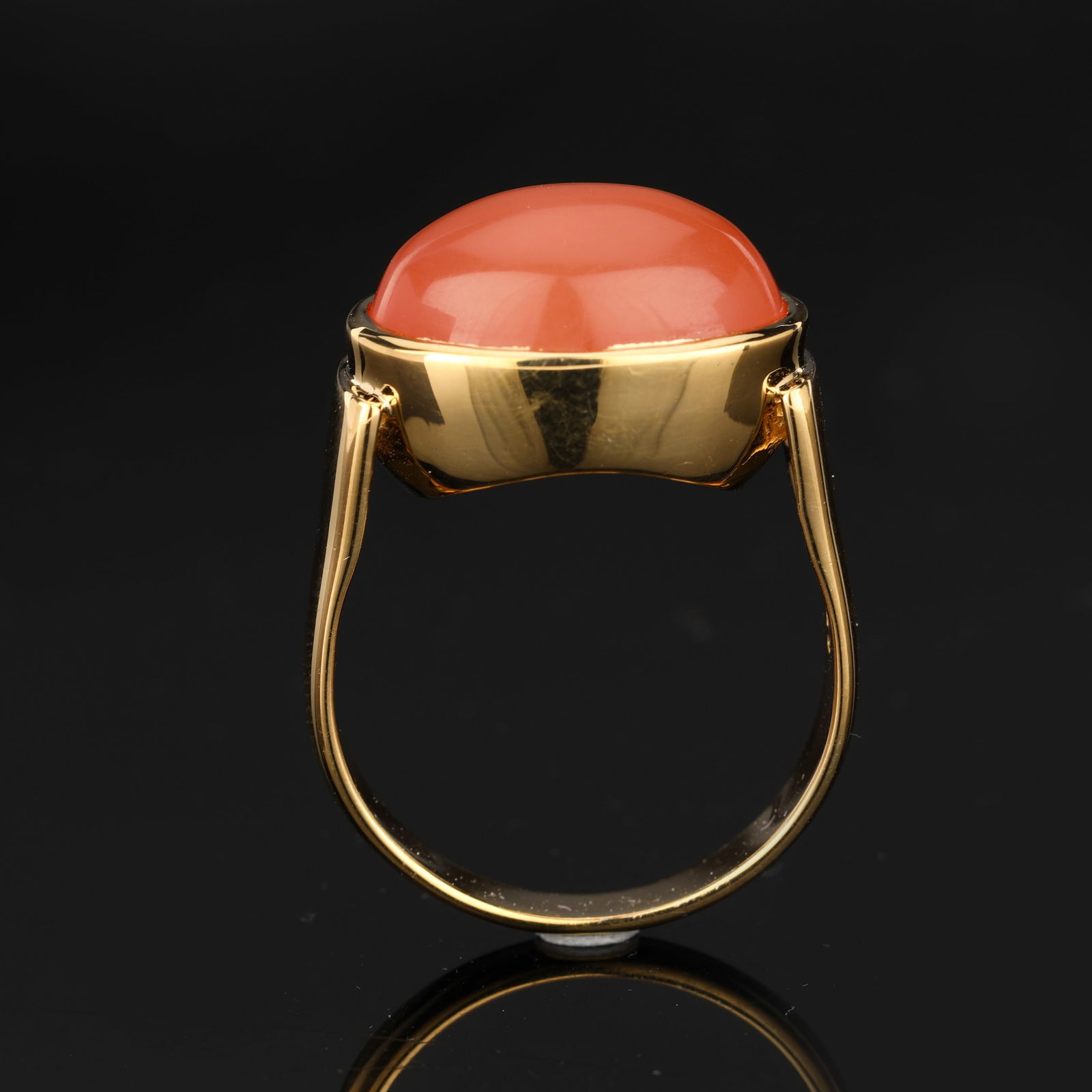 Ring: Peach Moonstone CAB Oval 16x12mm - 5