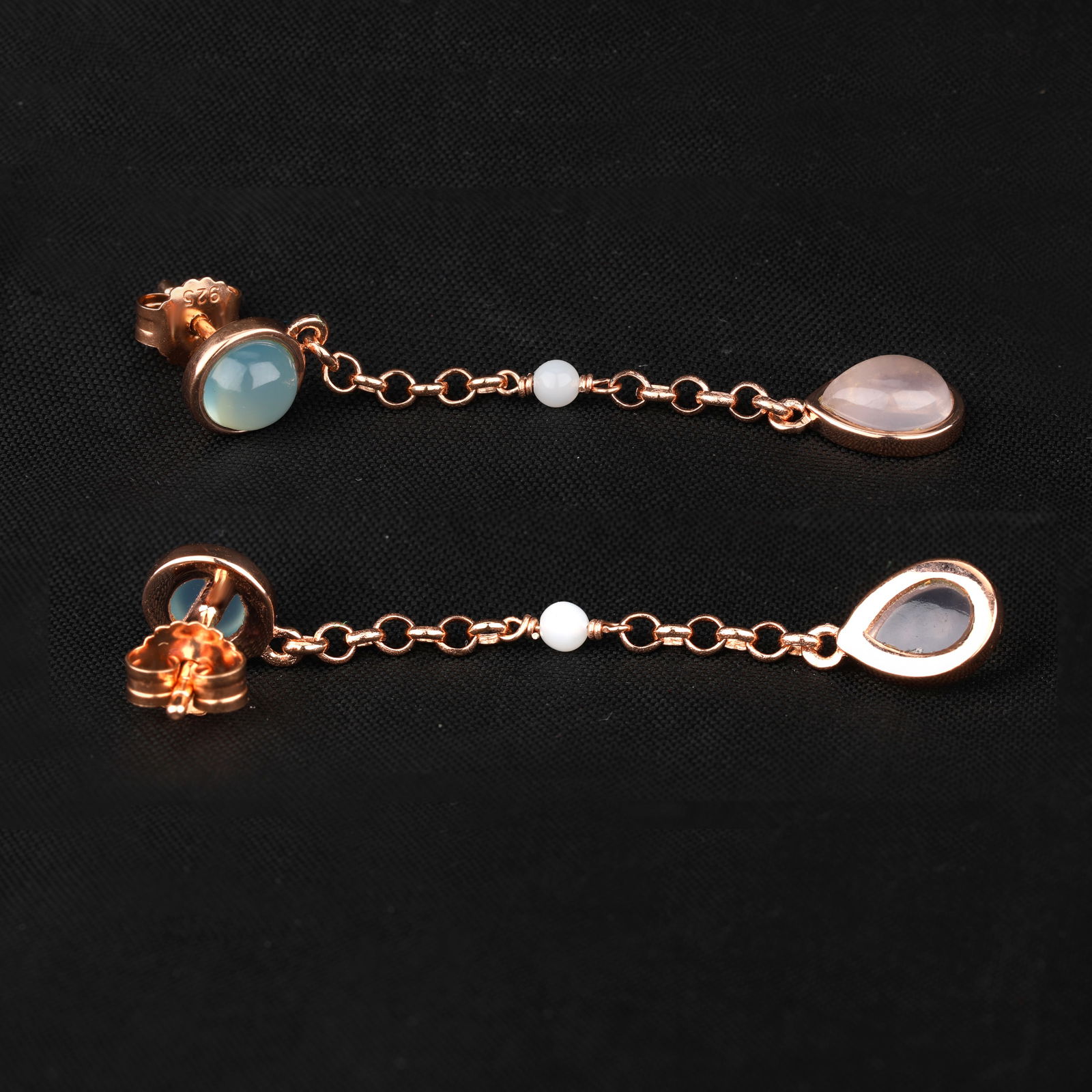 Ring: Sea Blue Chalcedony( Light Color Unprocessed ) CAB Round( FLAT FROM BOTTOM ) 6.00mm