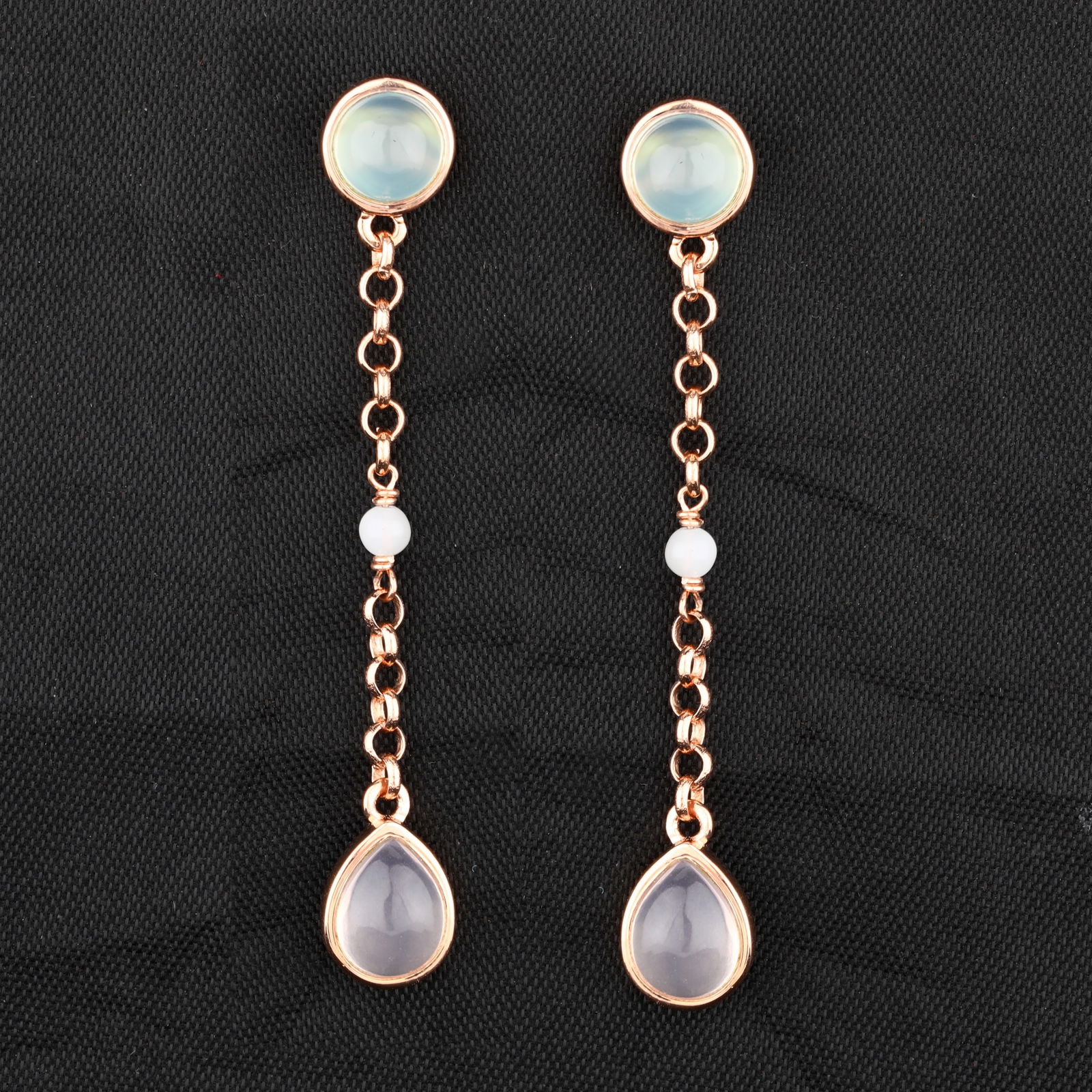 Ring: Sea Blue Chalcedony( Light Color Unprocessed ) CAB Round( FLAT FROM BOTTOM ) 6.00mm - 2