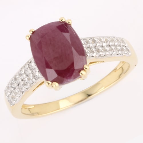 Ring: Indian Ruby Cushion 9x7mm