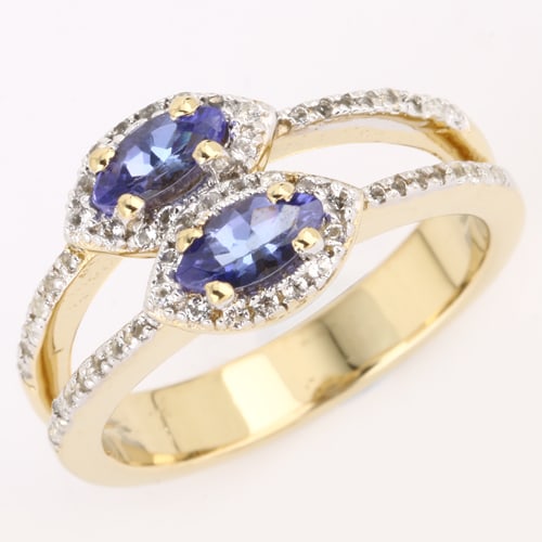 Ring: Tanzanite Marquise 6x3mm: No Reserve! Title: Ring: Tanzanite Marquise 6x3mm Description: Tanzanite Marquise 6x3mm - 2Pcs + White Topaz Round 1.20mm - 12Pcs + White Topaz Round 1.10mm - 13Pcs + White Topaz Round 1.00mm - 21Pcs