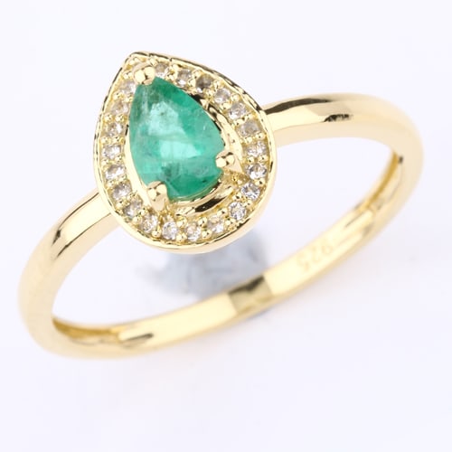 Ring: Zambian Emerald Pears 6x4mm