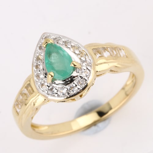 Ring: Zambian Emerald Pears 6x4mm