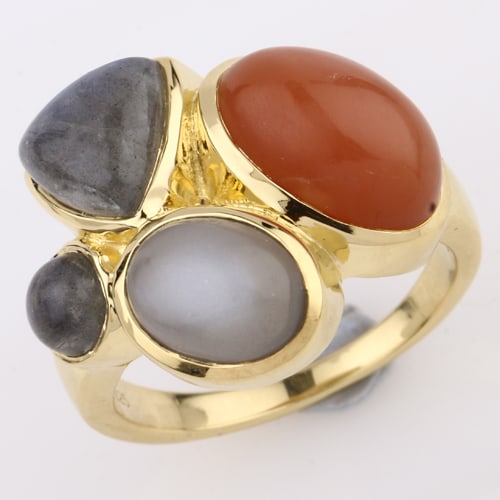 Ring: Peach Moonstone CAB Oval 12x8mm