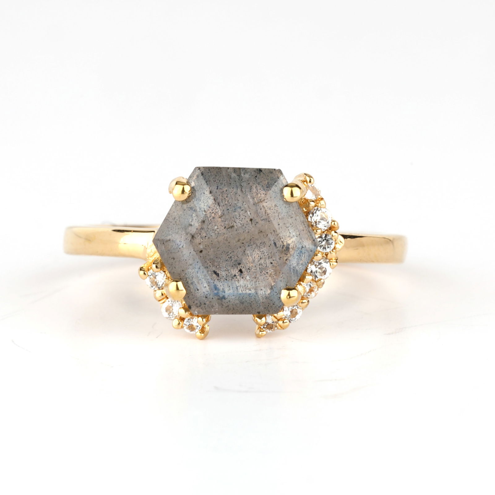 Ring: Labradorite Hexagon Shape 8.00mm - 2