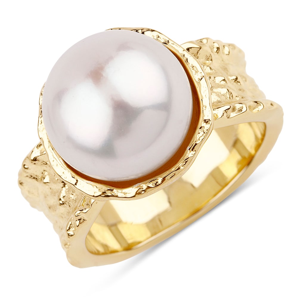 Ring: Pearl Flat Bati ( Half Drill ) Round 12.00mm