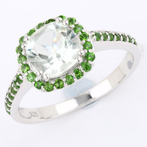 Ring: Green Amethyst Cushion 8.00mm