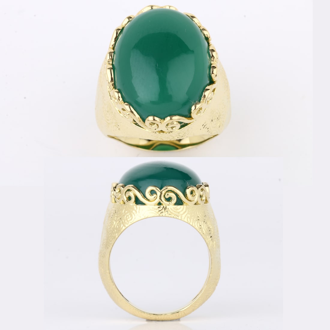Ring: Green Onyx CAB Oval 20x15mm