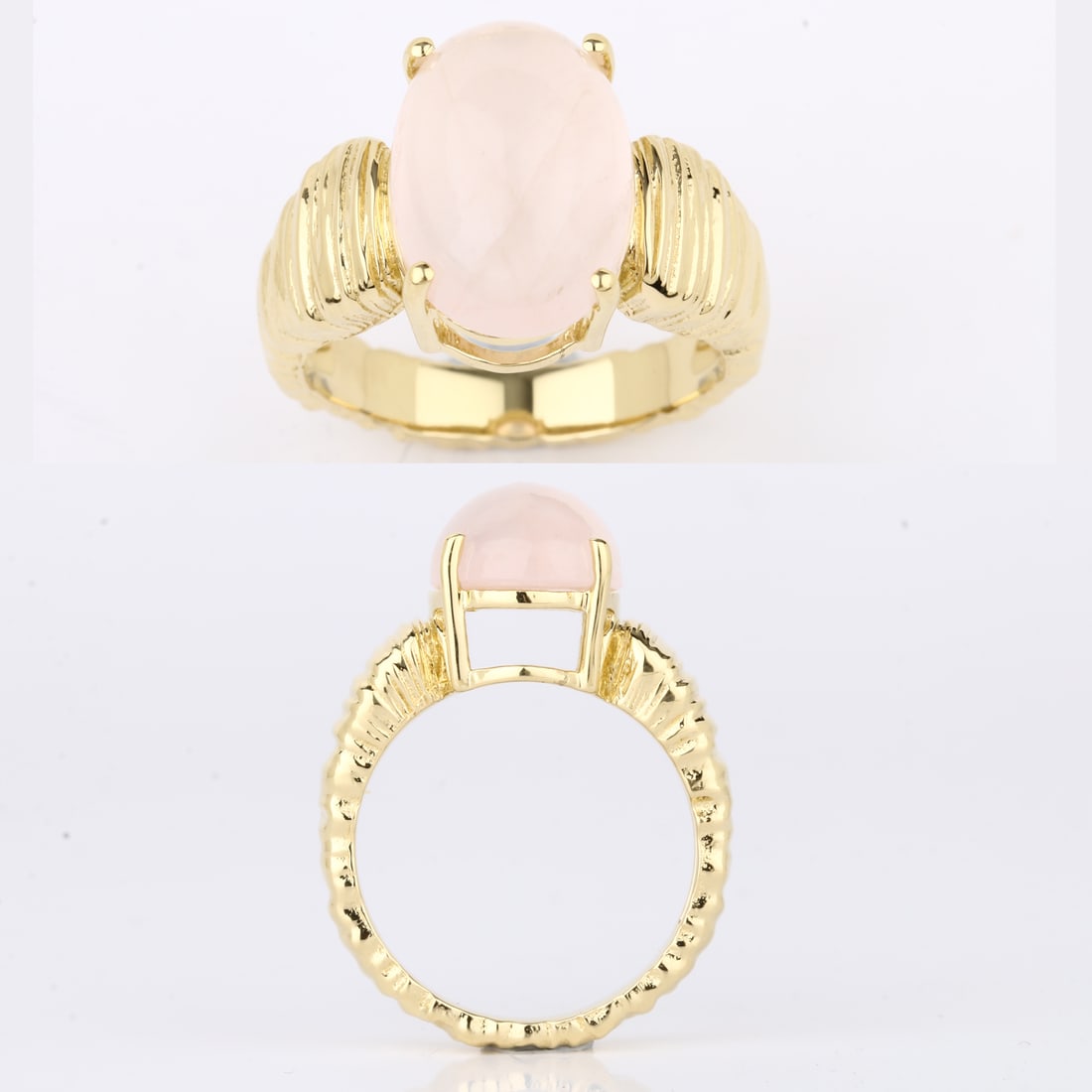 Ring: Rose Quartz CAB Oval 14x10mm