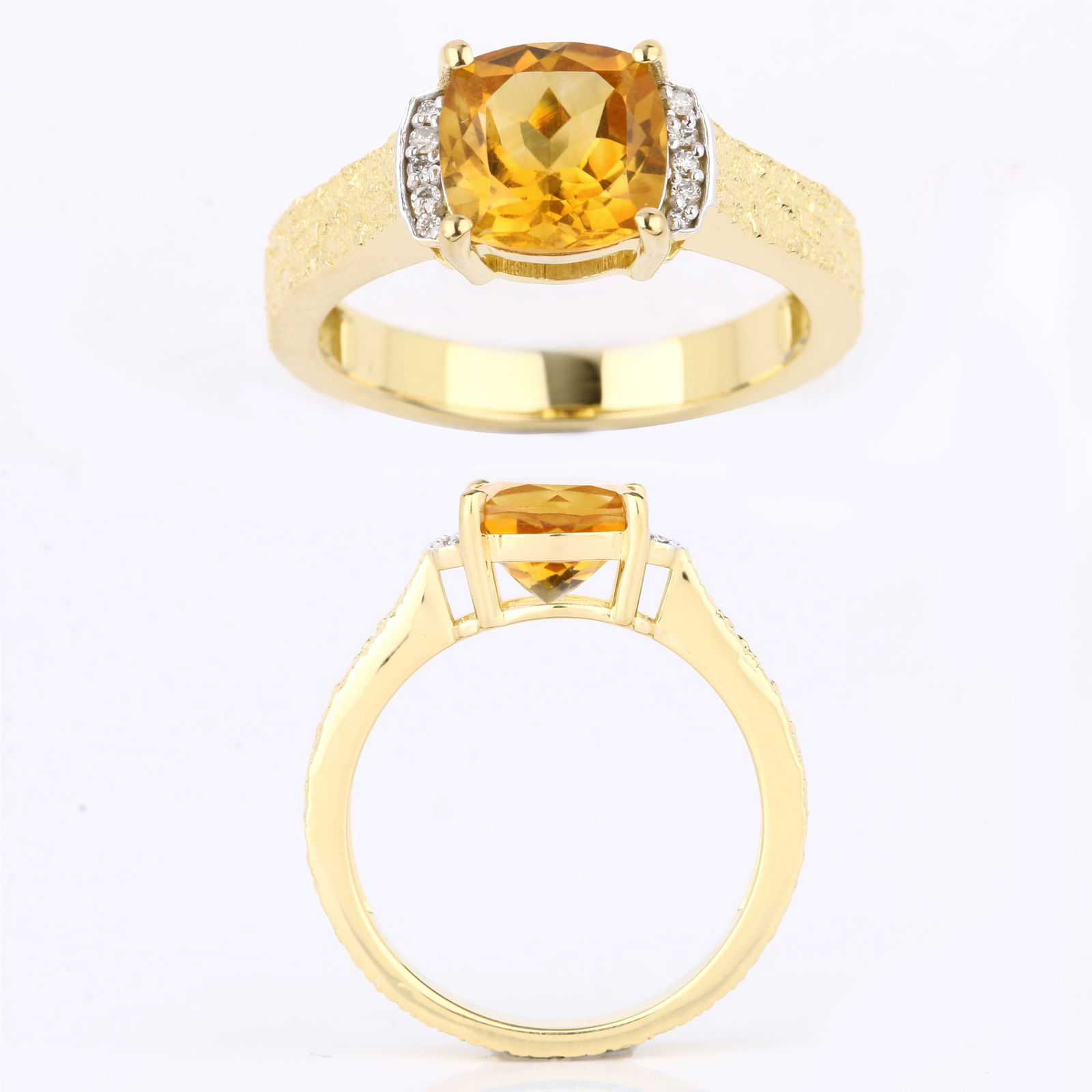 Ring: Madeira Citrine Cushion 8.00mm: No Reserve! Title: Ring: Madeira Citrine Cushion 8.00mm Description: Madeira Citrine Cushion 8.00mm - 1Pcs + White Diamond F/C Round 1.00mm - 6Pcs + White Diamond F/C Round 0.80mm - 4Pcs Date/Period: