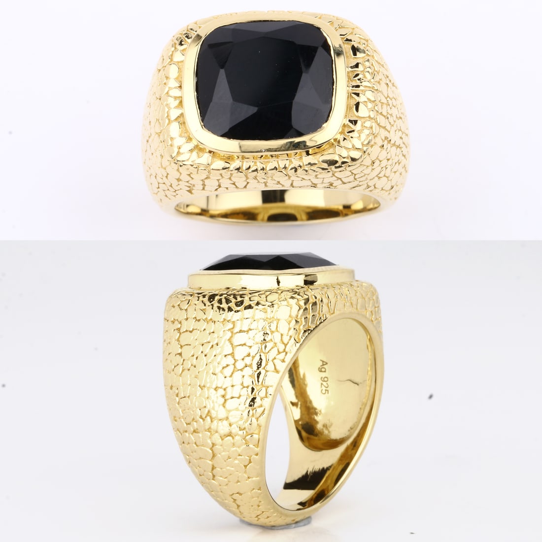 Ring: Black Onyx Plate Cushion 12.00mm (1 of 1)